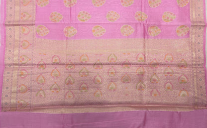 Faishana Pure Handloom Baby Pink Cotton Floral Zari Hand Painted Boota with Baby Pink Floral Hand Painted Pallu and 2D Zari Border with Baby Pink Blouse