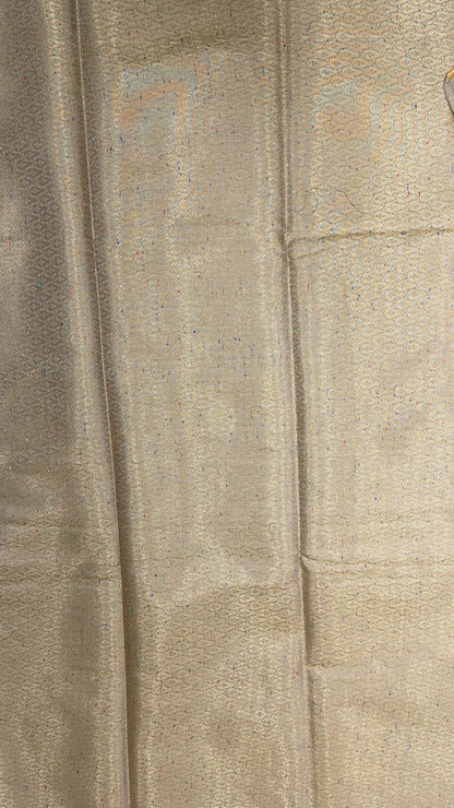 Faishana Presents Grey Art Silk Golden Floral Zari Jaal with Banarasi Floral Zari Border with Grey Blouse