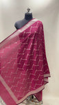 Faishana Presents Magenta Nakli Semi Katan Silk Silver Zari Banarasi Dupatta