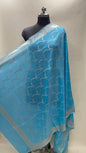 Faishana Presents Sky Blue Nakli Semi Katan Silk Silver Zari Banarasi Dupatta