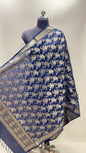 Faishana Presents Navy Blue Nakli Katan Floral Zari Boota Jaal Banarasi Dupatta