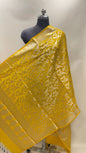 Faishana Presents Yellow Semi Katan Silk Tilfi Zari Floral Jaal Banarasi Dupatta