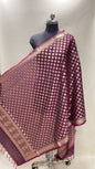 Faishana Presents Semi Katan Silk Purple Alfi Zari Booti Floral Anchal Banarasi Dupatta