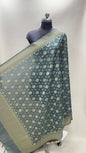 Faishana Presents Grey Semi Katan Silk Golden Zari Chunri Boota Banarasi Dupatta
