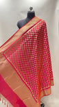 Faishana Presents Red Semi Katan Silk Alfi Zari Koniya Floral Booti Banarasi Dupatta
