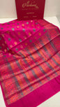 Faishana Pure Handloom Magenta Chiniya Silk Floral Minakari Zari Booti with Paisley Mina Zari Border and Rangkaat Paisley Pallu with Magenta Blouse