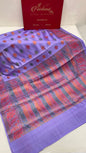 Faishana Pure Handloom Light Purple Chiniya Silk Floral Minakari Zari Booti with Paisley Mina Zari Border and Rangkaat Paisley Pallu with Light Purple Blouse