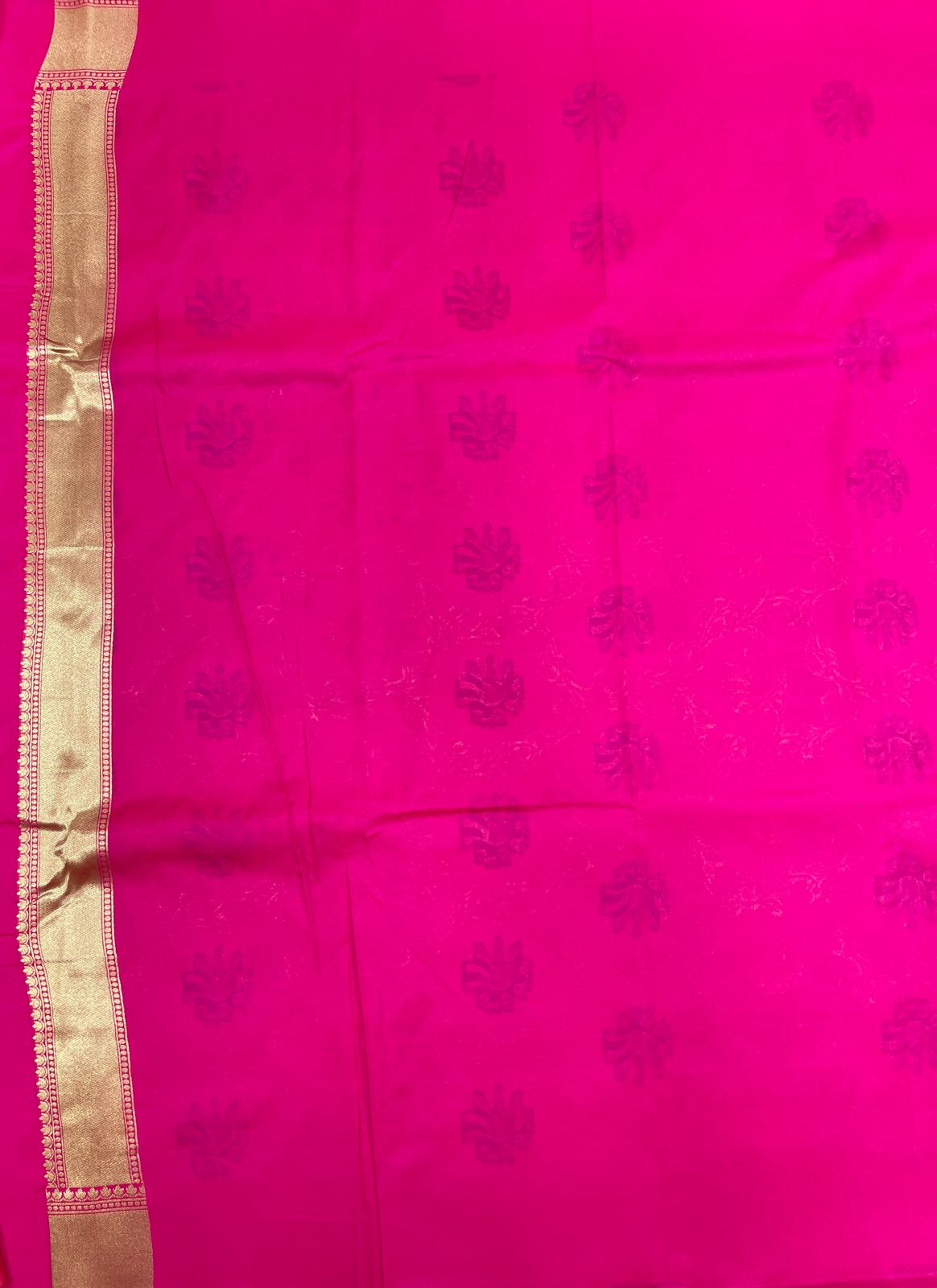 Faishana Presents Pink Katan Silk Floral Mina Zari Jaal Boota with Banarasi Zari Border and Pink Blouse