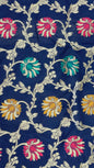 Faishana Presents Navy Blue Katan Silk Floral Mina Zari Jaal Boota with Banarasi Zari Border and Navy Blue Blouse
