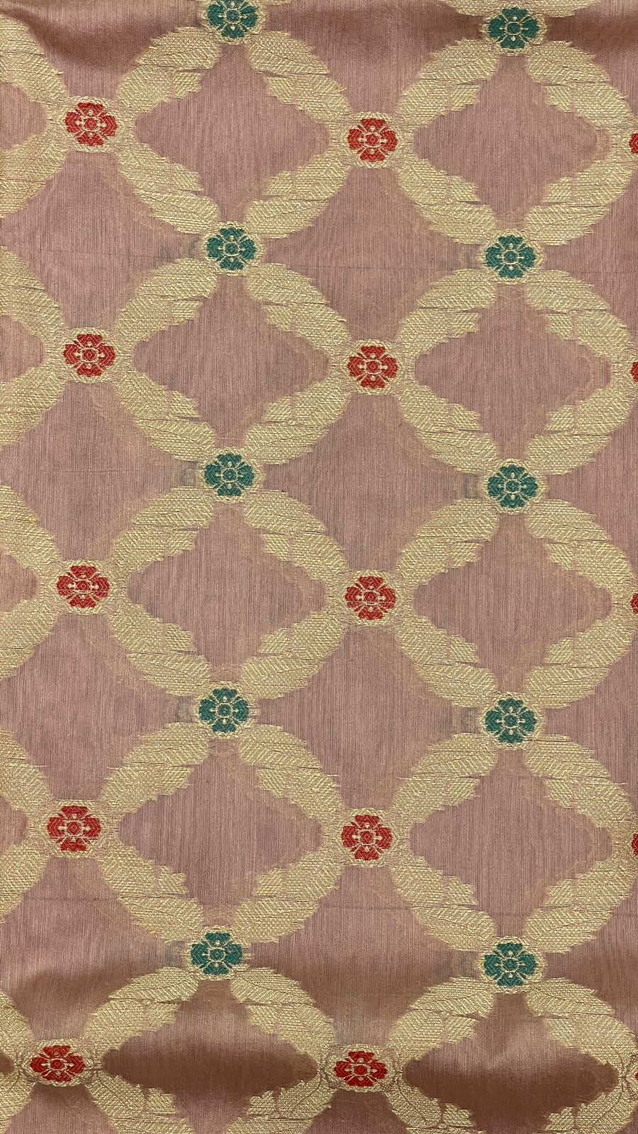 Faishana Presents Light Mauve Cotton Golden Zari Striped Mina Jaal with Minakari Zari Border and Big Pallu with Mauve Blouse