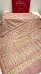 Faishana Presents Light Mauve Cotton Golden Zari Striped Mina Jaal with Minakari Zari Border and Big Pallu with Mauve Blouse