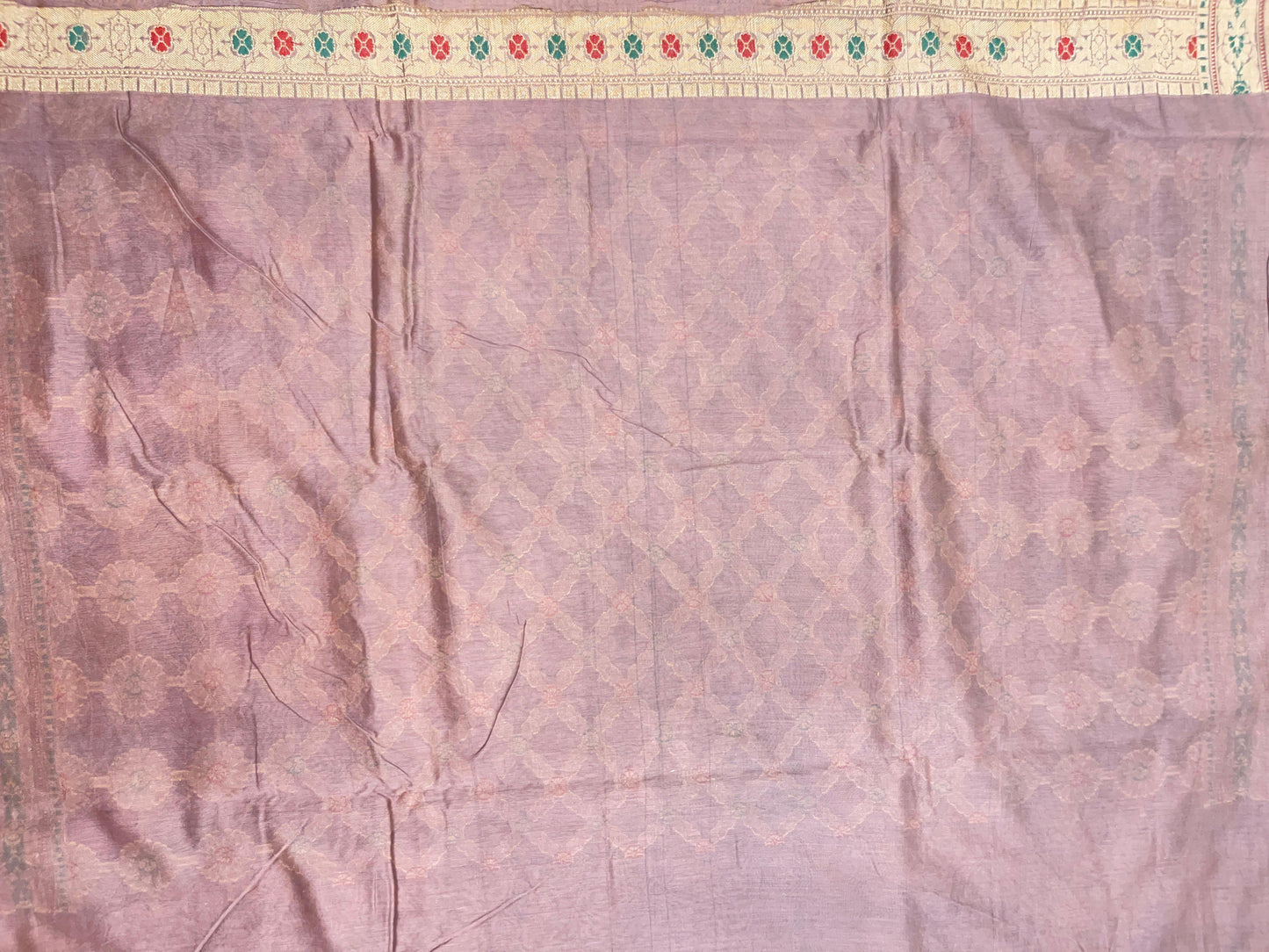 Faishana Presents Light Purple Cotton Zari Striped Mina Jaal with Skirt Rangkaat Zari Border and Bandhej Pallu with Light Purple Blouse