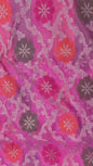 Faishana Presents Light Purple Semi Georgette Alfi Mina Floral Zari Jaal Minakari Zari Border with Banarasi Floral Boota Pallu and Light Purple Multi Stripe Blouse