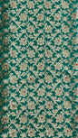 Faishana Presents Green Satin Silk Floral Zari Jaal Low Stone Work Banarasi Saree with Lehariya Pallu and Green Blouse