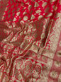 Faishana Presents Rose Pink Satin Silk Floral Zari Boota Heavy Stone Work Banarasi Saree with Floral Boota Zari Border and Strawberry Pink Blouse