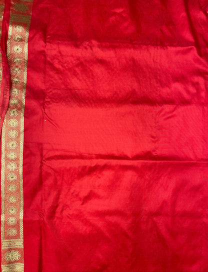 Faishana Presents Rose Pink Satin Silk Floral Zari Boota Heavy Stone Work Banarasi Saree with Floral Boota Zari Border and Strawberry Pink Blouse