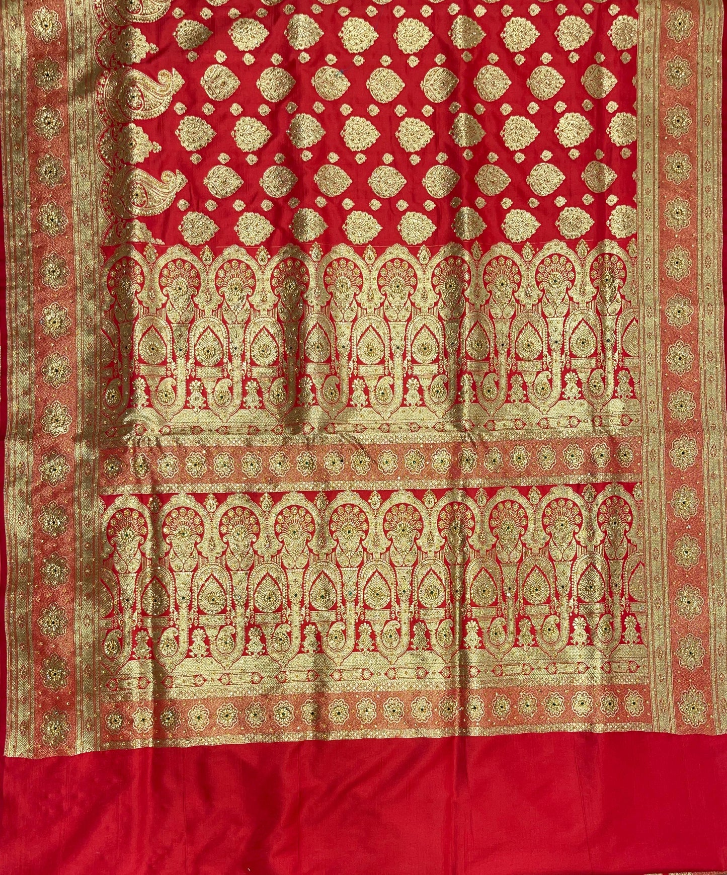 Faishana Presents Rose Pink Satin Silk Floral Zari Boota Heavy Stone Work Banarasi Saree with Floral Boota Zari Border and Strawberry Pink Blouse