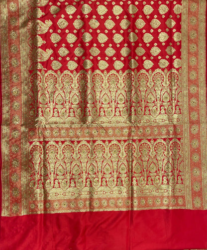 Faishana Presents Rose Pink Satin Silk Floral Zari Boota Heavy Stone Work Banarasi Saree with Floral Boota Zari Border and Strawberry Pink Blouse