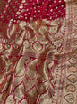 Faishana Presents Maroon Satin Silk Half Half Patli Zari Booti Low Stone Work Saree with Banarasi Pallu and Maroon Blouse