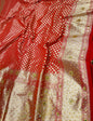 Faishana Presents Red Satin Silk Floral Booti Low Stone Work Saree with Banarasi Floral Pallu and Red Blouse