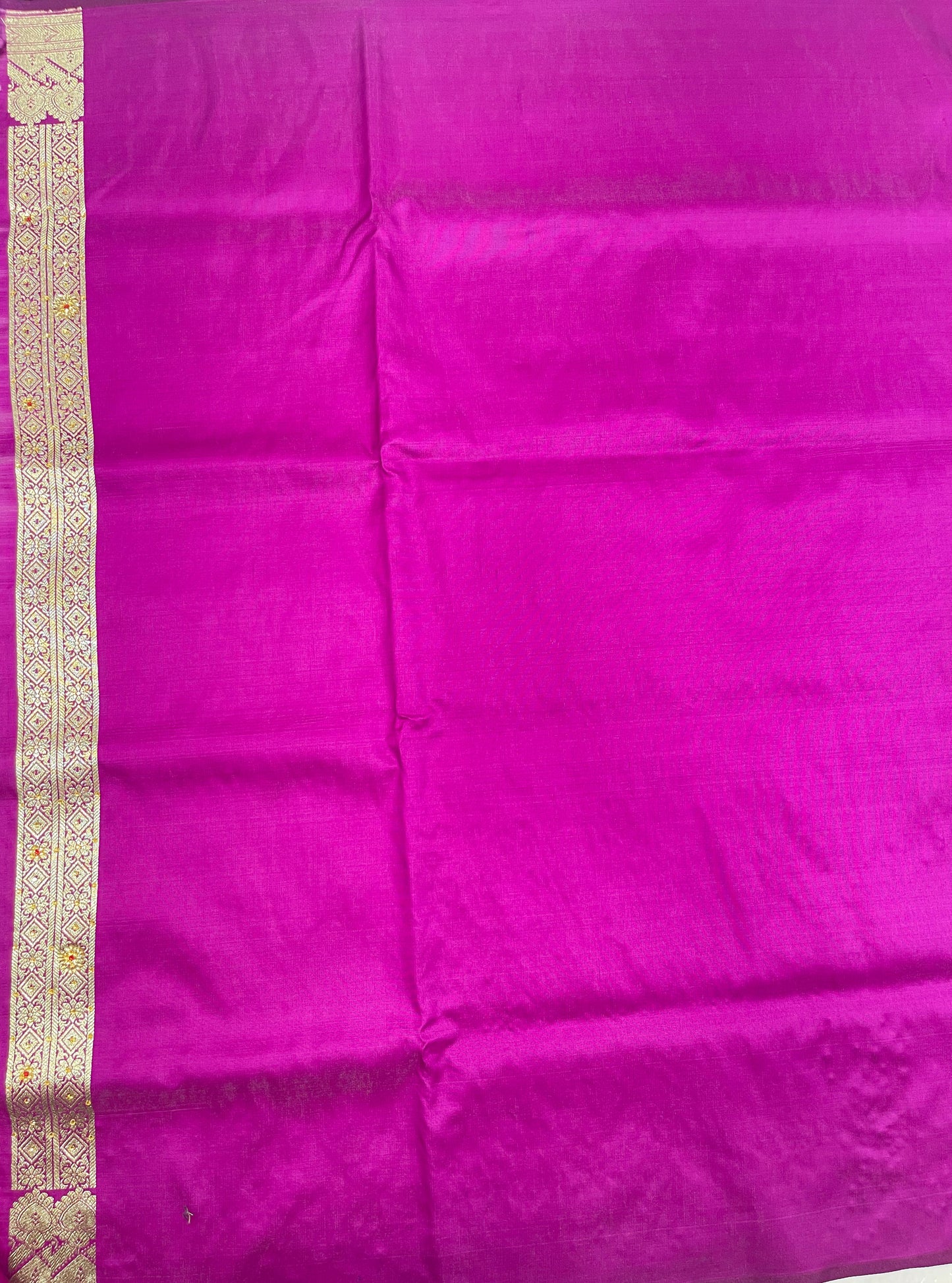 Faishana Presents Purple Satin Silk Floral Zari Zig-Zag Stripe Low Stone Work Banarasi Saree with Banarasi Pallu and Purple Blouse