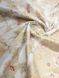 Faishana Presents White Dupion Silk Floral Mina Zari Jaal with Paithani Mina Zari Pallu Zari Border and White Blouse