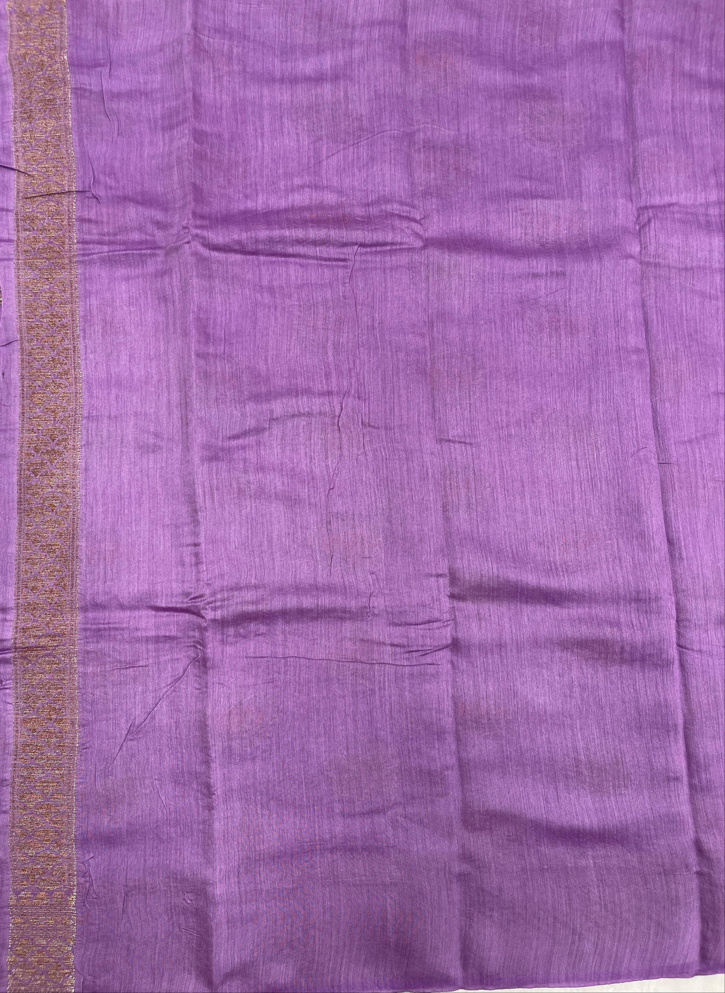 Faishana Pure Handloom Purple Munga Silk Floral Copper Zari Minakari Booti and Zig-Zag Banarasi Pallu Zari Border and Cream Blouse