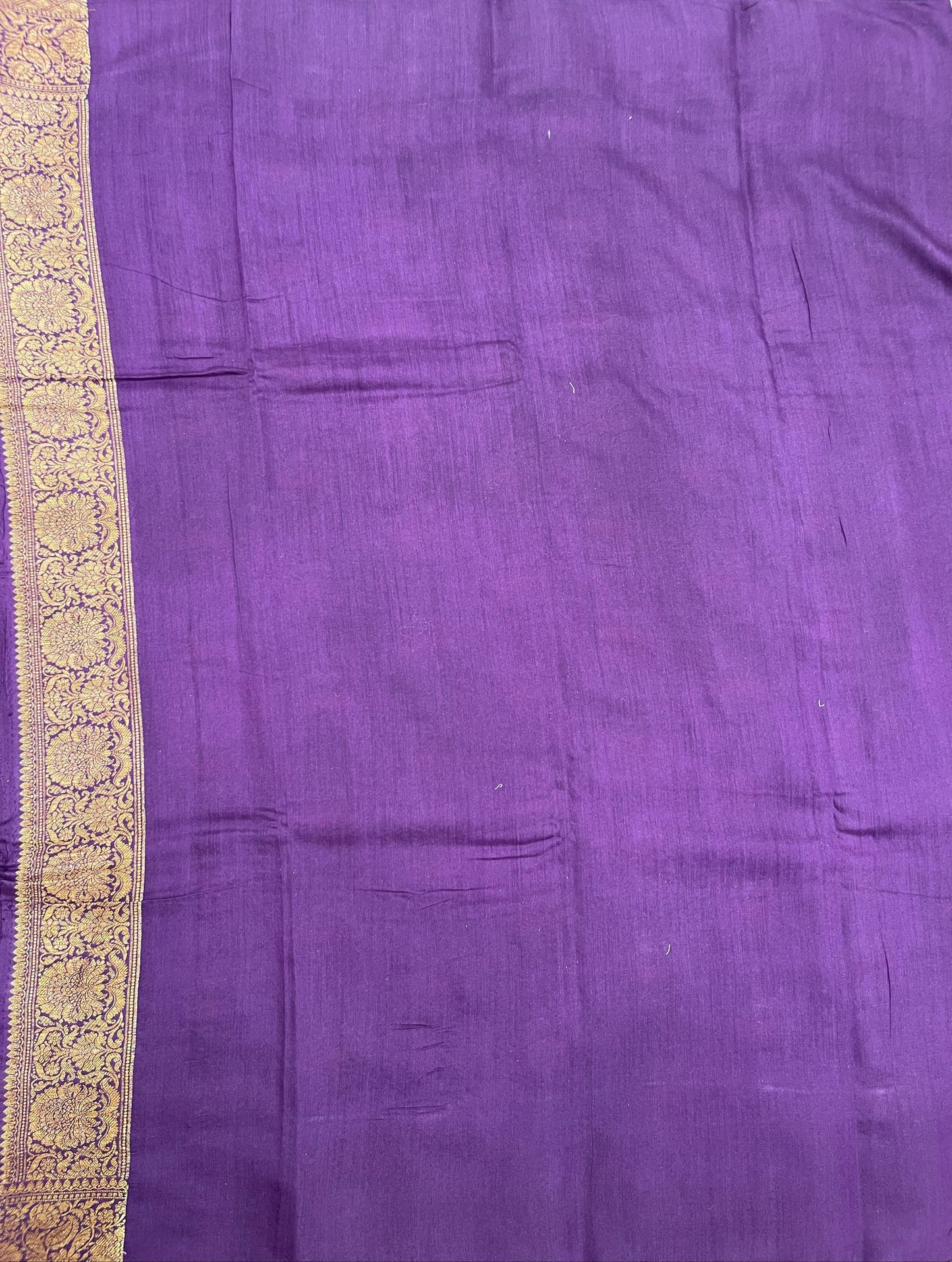 Faishana Pure Handloom Purple Munga Silk Floral Copper Zari Minakari Booti and Floral Zari Jaal Banarasi Pallu Zari Border and Purple Blouse