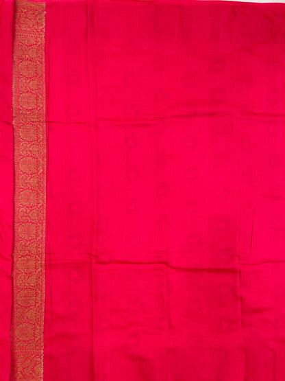Faishana Pure Handloom Red Munga Silk Floral Minkari Copper Zari Booti with Floral Zari Jaal Pallu Zari Border and Red Blouse