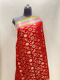 Faishana Pure Handloom Red Munga Silk Floral Silver Minkari Zari Jaal with Contrast Gold Zig-Zag Pallu and Rangkaat Zari Border with Mustard Blouse