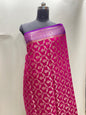 Faishana Pure Handloom Magenta Munga Silk Floral Copper Zari Jaal with Contrast Purple Polka Dot Pallu Skirt Dual Shade Mina Zari Border with Purple Blouse