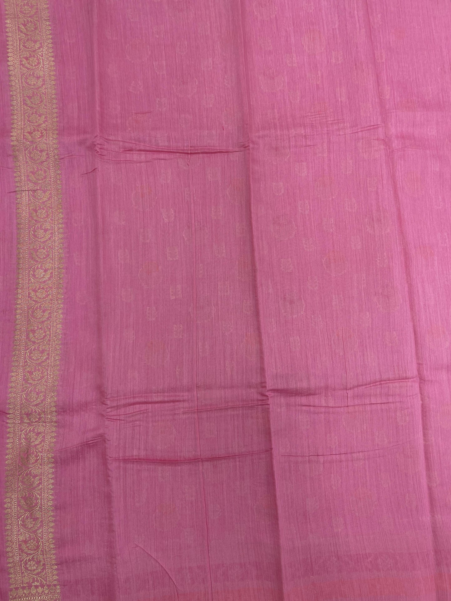 Faishana Pure Handloom Baby Pink Munga Silk Floral Gold Zari Mina Booti with Minakari Jaal Pallu Zari Border with Baby Pink Blouse