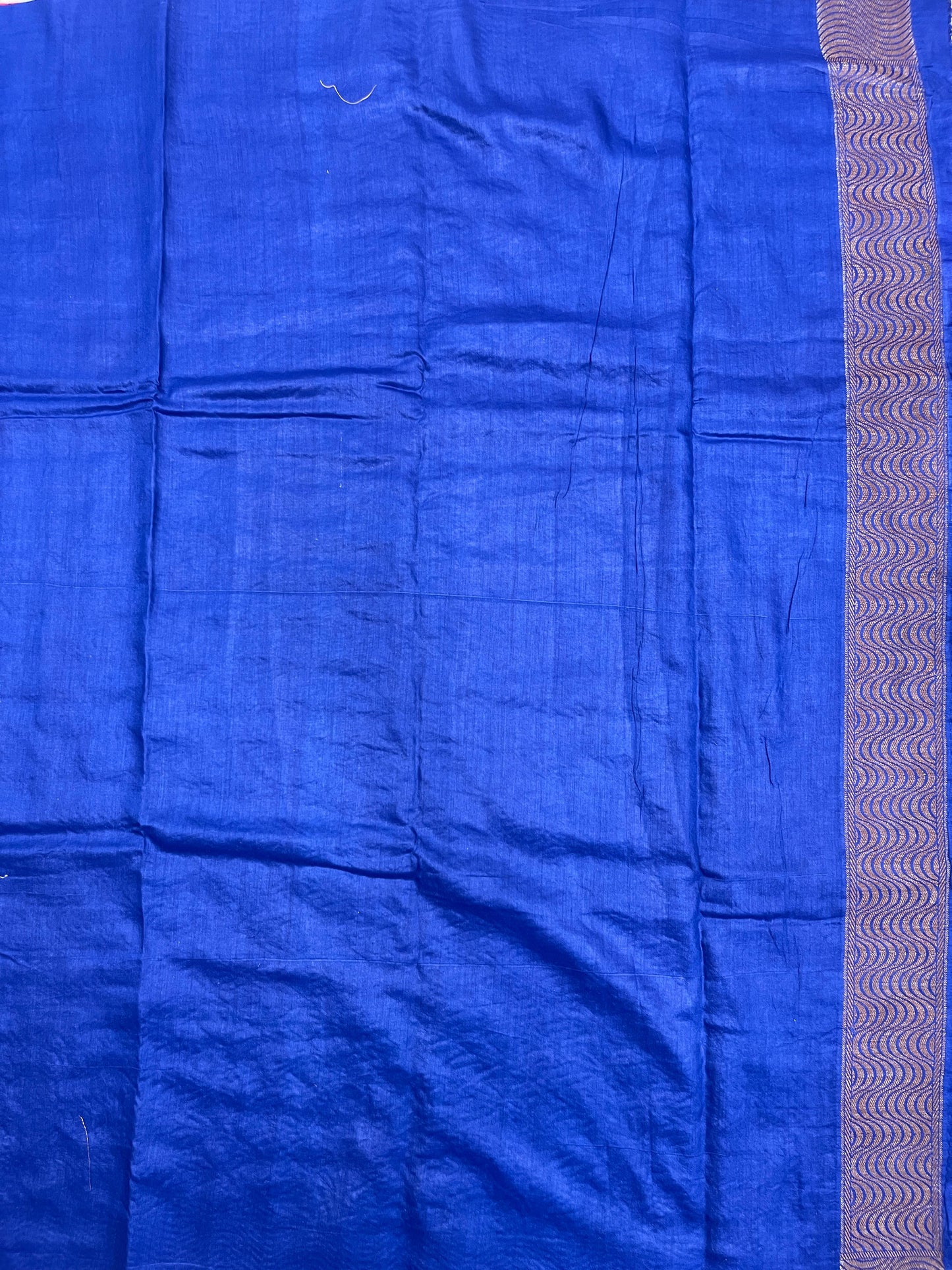 Faishana Pure Handloom Red Munga Silk Floral Copper Zari Booti with Contrast Blue Jaal Skirt Dual Shade Green Floral Zari Border and Blue Blouse