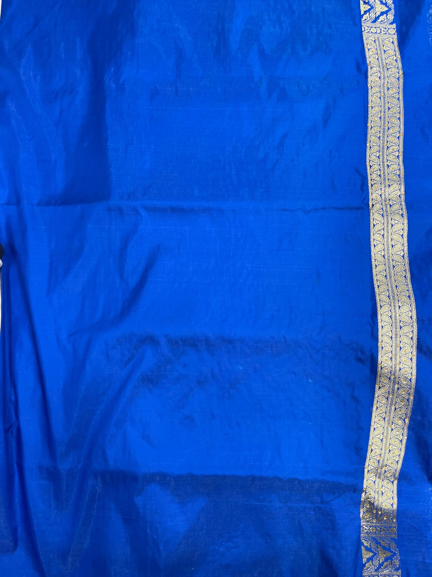 Faishana Presents Blue Satin Silk Floral Zari Stripe Heavy Stone Work Banarasi Saree with Skirt Zig-Zag Zari Border and Blue Blouse