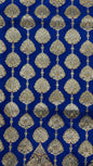 Faishana Presents Blue Satin Silk Floral Zari Stripe Heavy Stone Work Banarasi Saree with Skirt Zig-Zag Zari Border and Blue Blouse