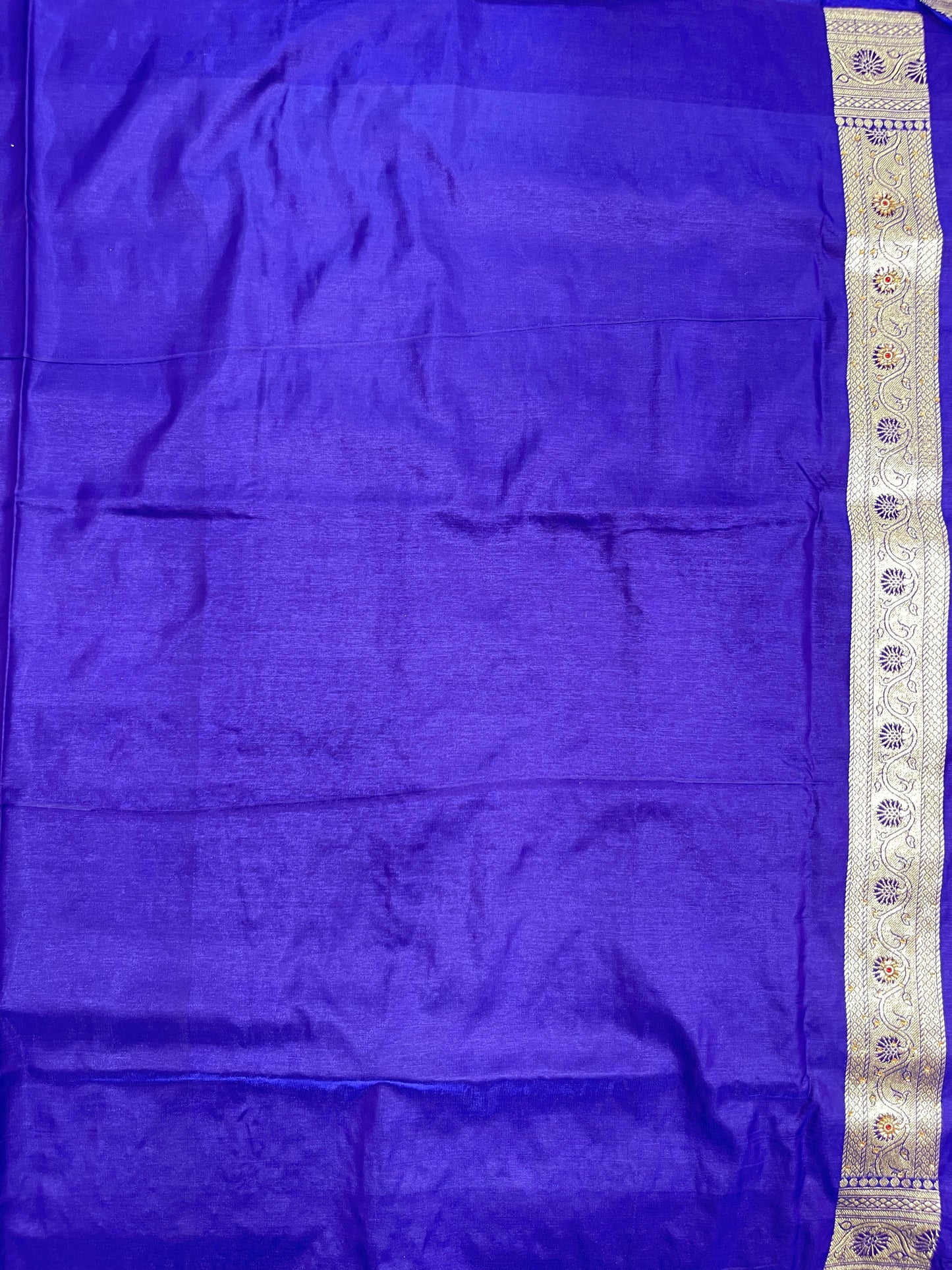 Faishana Presents Seagreen Katan Silk Zari Booti Heavy Stone Work Banarasi Saree with Contrast Blue Floral Pallu and Blue Blouse