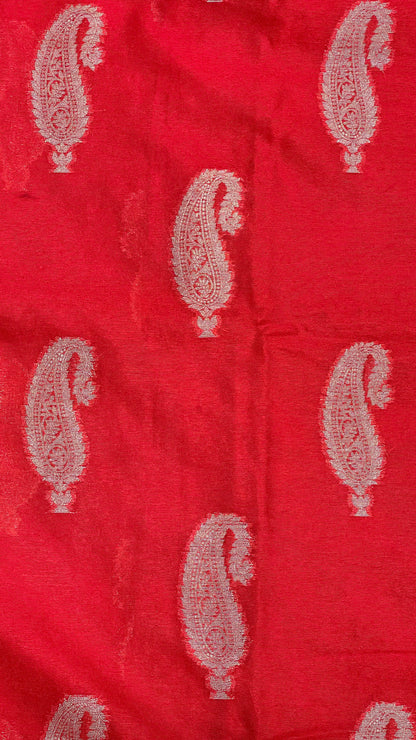 Faishana Presents Red Warm Silk Carry Boota Thos Border Banarasi Saree with Plain Blouse
