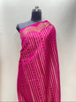 Faishana Presents Magenta Semi Georgette Golden Zari Stripe Banarasi Saree with Blouse.