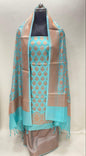 Seagreen Cotton Dyable Alfi Zari Booti Banarasi Suit with Floral Zari Jaal Banarasi Suit 13SHL_DAS3