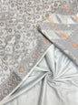 Light grey cotton suit set with diagonal stripes and tilfi jaal dupatta. SHL_20