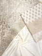 White art silk suit set with floral zari bootis and matching dupatta. SHL_64