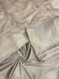 Tussar cotton suit set with necklace floral stripes and matching jaal dupatta. SHL_38