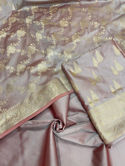 Mauve Semi Katan Silk Handloom Banarasi 3 pcs Suit Set MUB_SK2