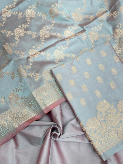 Seagreen Semi Katan Silk Handloom Banarasi 3 pcs Suit Set MUB_SK40