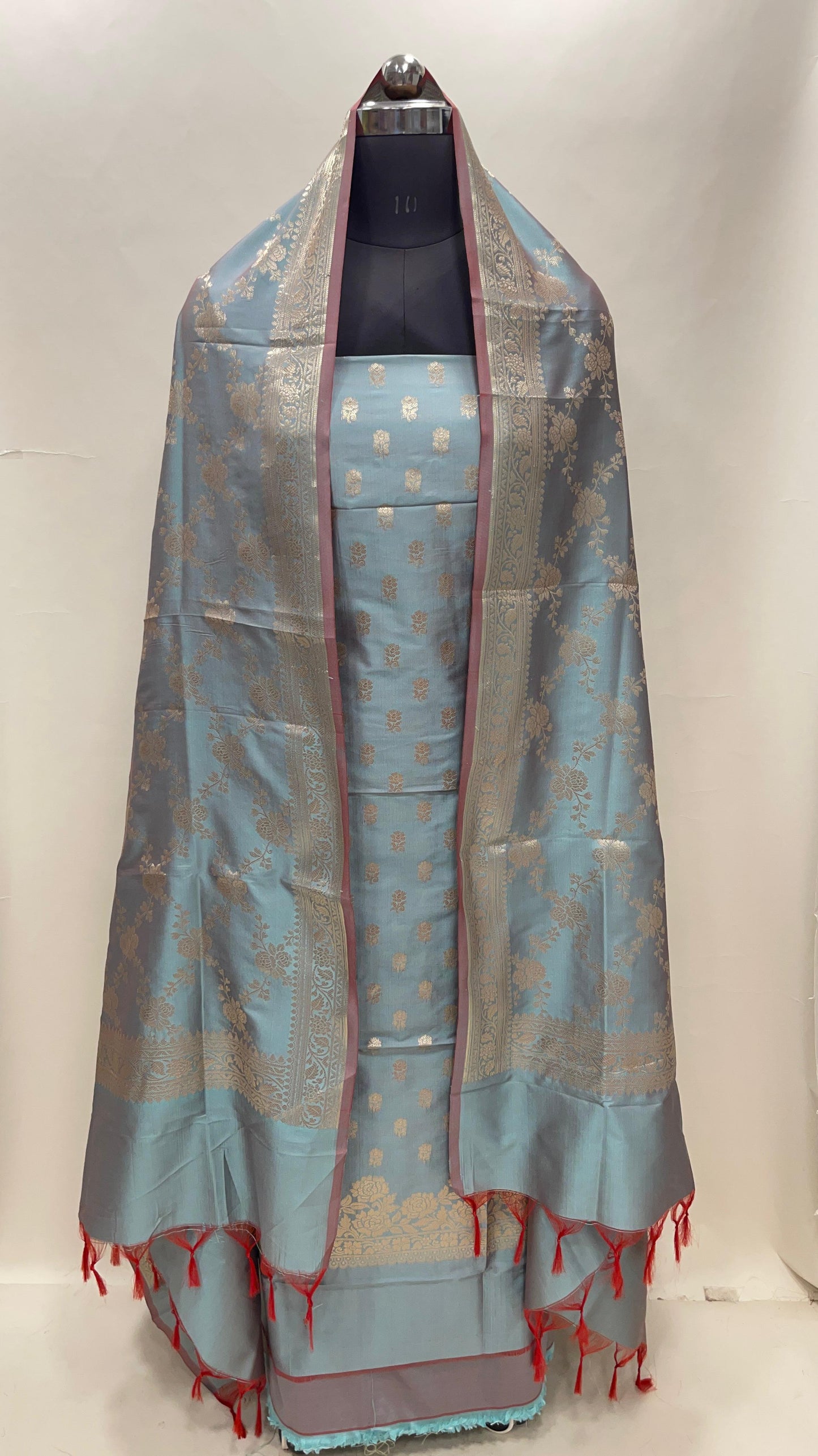 Seagreen Semi Katan Silk Handloom Banarasi 3 pcs Suit Set MUB_SK40