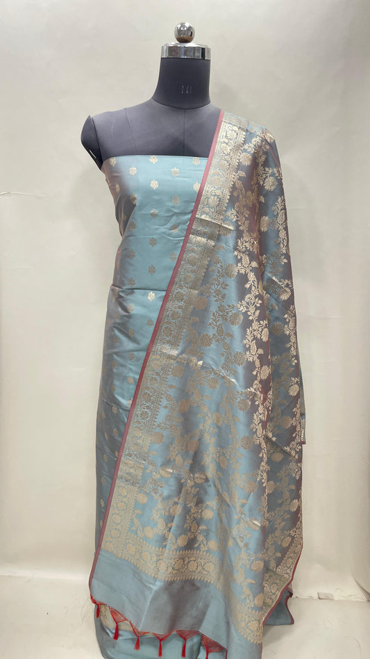 Seagreen Semi Katan Silk Handloom Banarasi 3 pcs Suit Set MUB_SK45