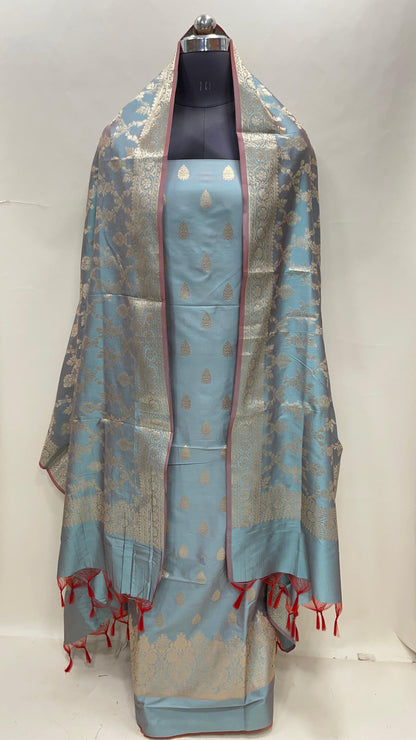 Seagreen Semi Katan Silk Handloom Banarasi 3 pcs Suit Set MUB_SK53