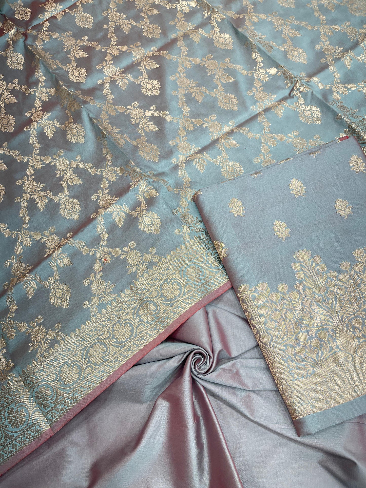 Seagreen Semi Katan Silk Handloom Banarasi 3 pcs Suit Set MUB_SK69