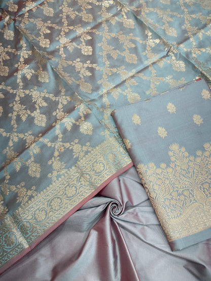 Seagreen Semi Katan Silk Handloom Banarasi 3 pcs Suit Set MUB_SK69