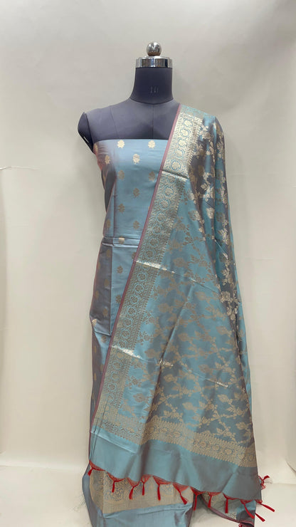 Seagreen Semi Katan Silk Handloom Banarasi 3 pcs Suit Set MUB_SK69